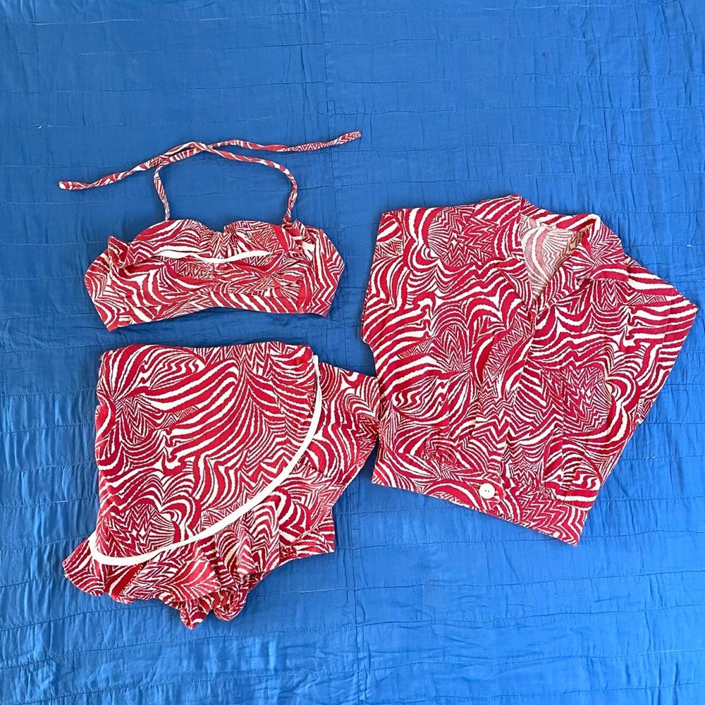 1940s-1950s vintage 3-piece swimsuit/playsuit set!